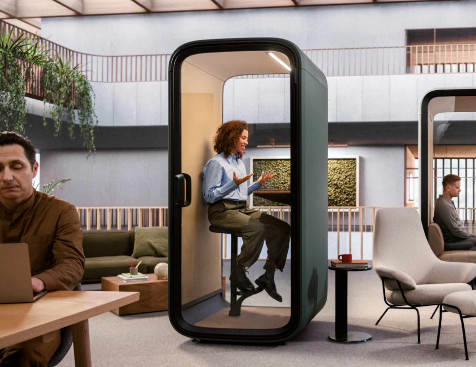 Cabine de teleconsulta instalada em ambiente corporativo
